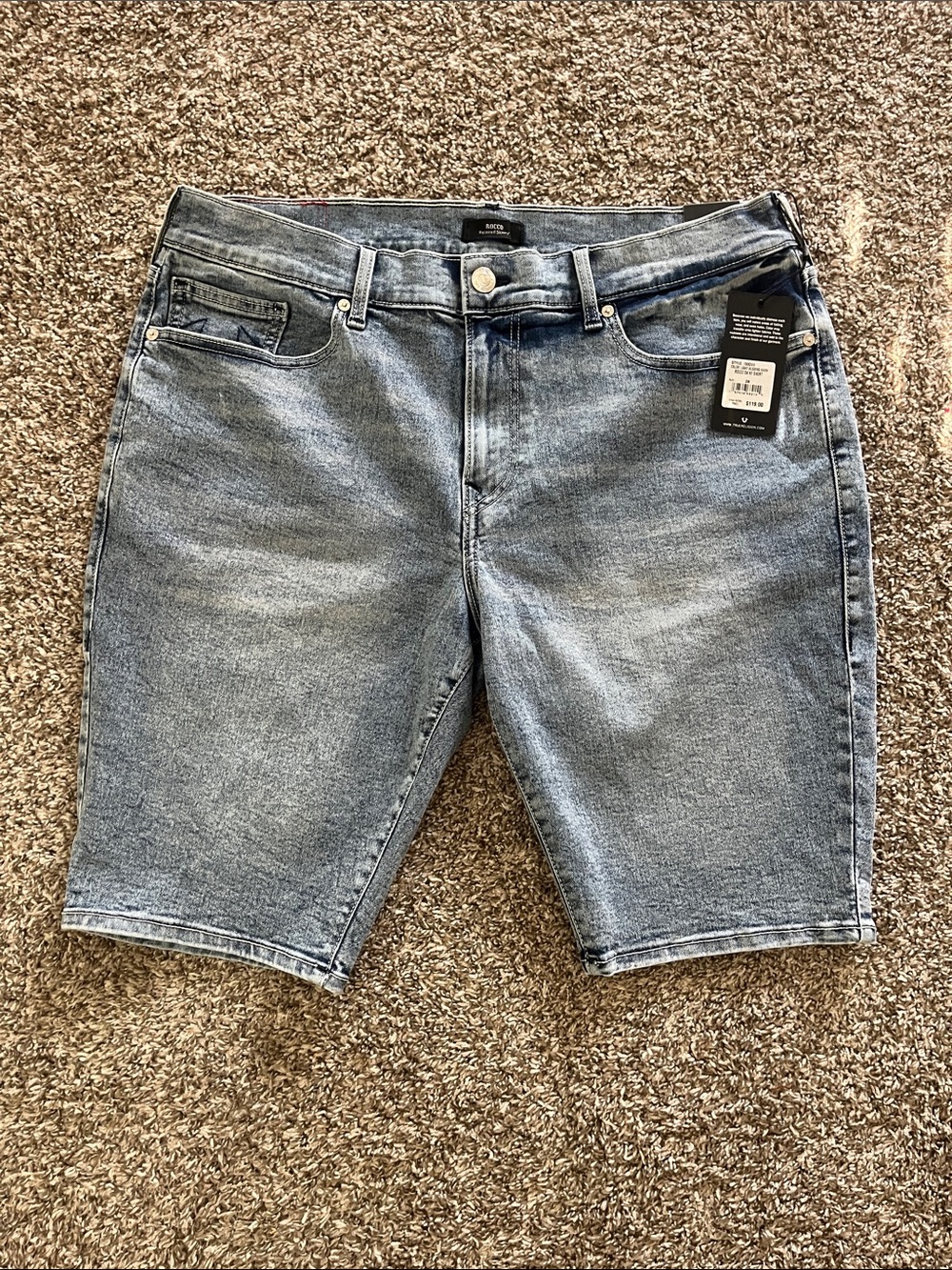 True Religion Light Wash Denim Jean Shorts